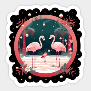 Flamingo Flock Sunset, Xmas,  Love Flamingos Sticker